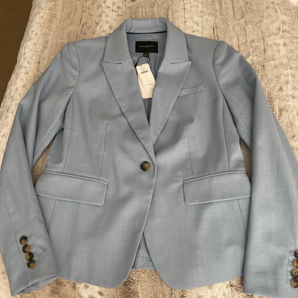 Banana Republic Women's Stretch Twill Blazer Light Blue Size 4 New